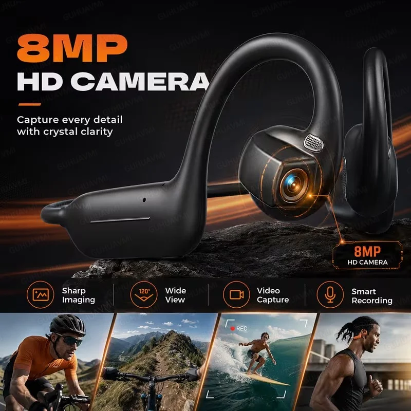 Nuevos Auriculares Inteligentes para Mujer con Cámara de 8MP, Antivibración, Video, Música, 8GB de RAM, Traducción por IA, WiFi, Llamadas HD Inalámbricas, Auriculares de Moda para Hombre