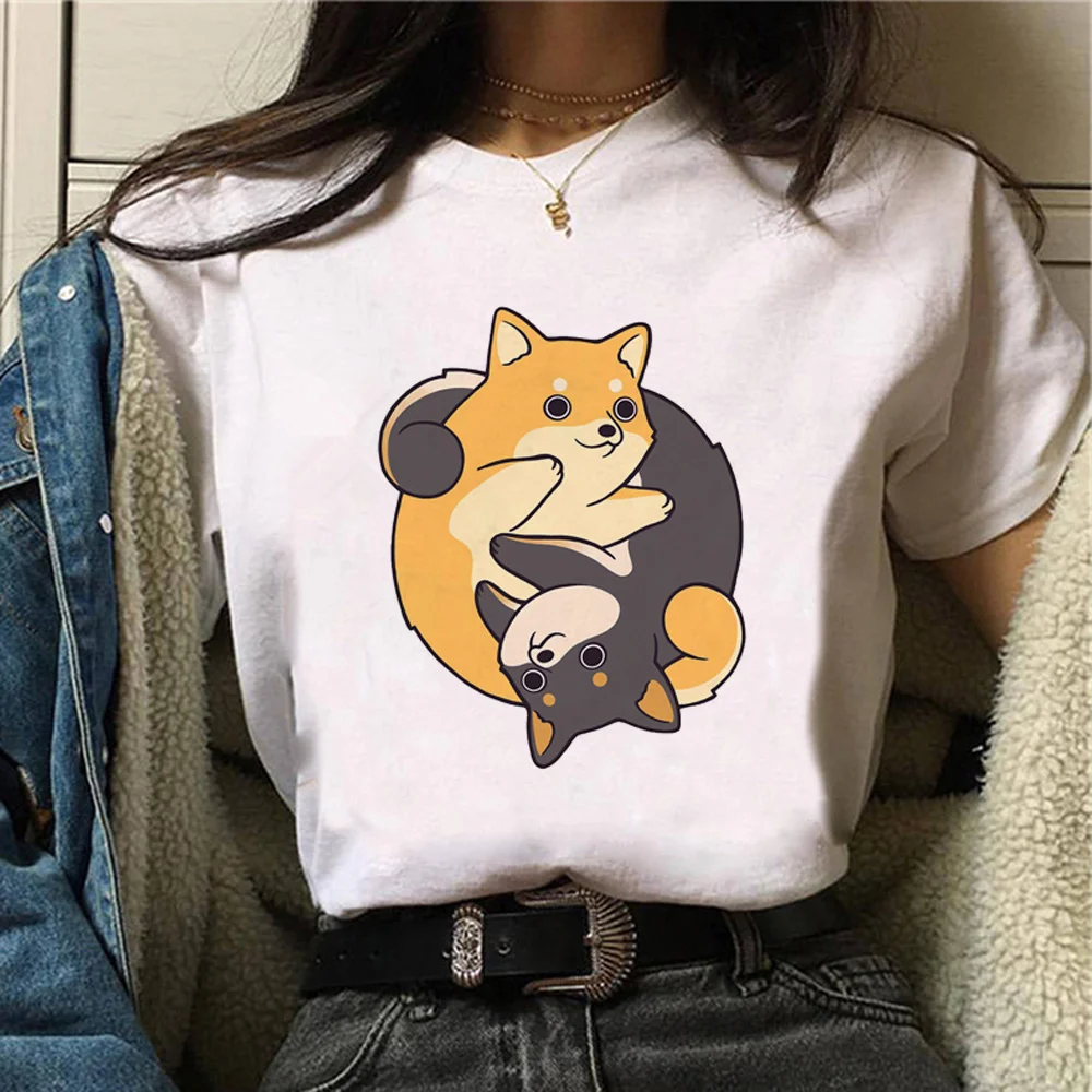 Akita Inu t shirt women harajuku comic top girl streetwear clothing