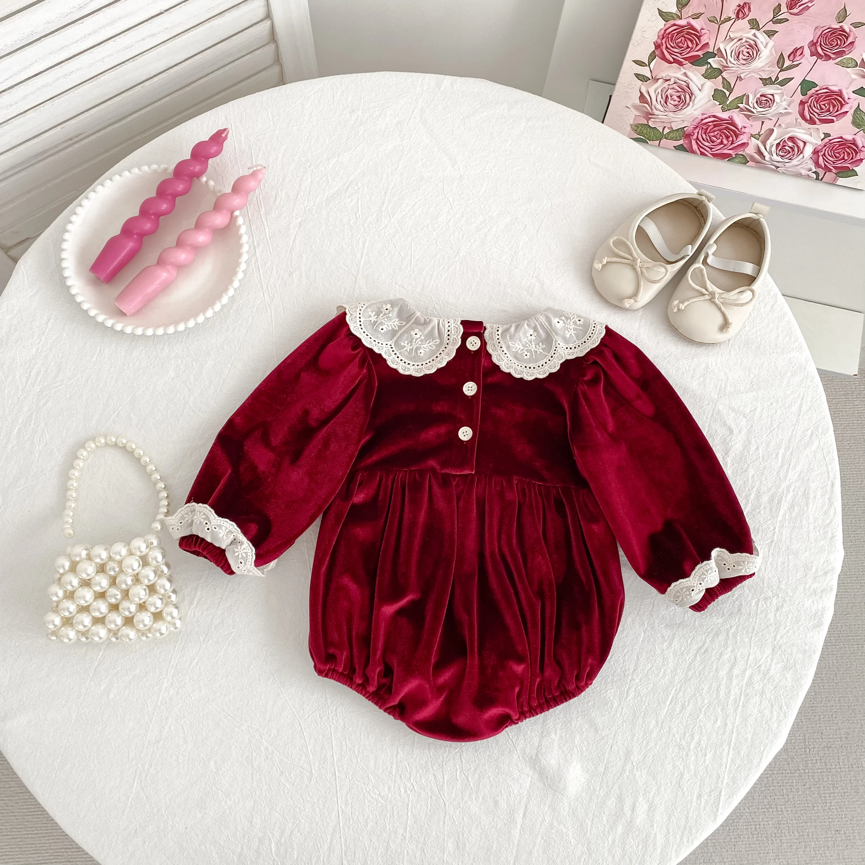 2023 Weihnachten 0-24 M Baby Mädchen Overall Casual Bogen Gestickte Lange Ärmel Neugeborenen Strampler Weihnachten Party Kleinkind nette Kleidung – Detail 21