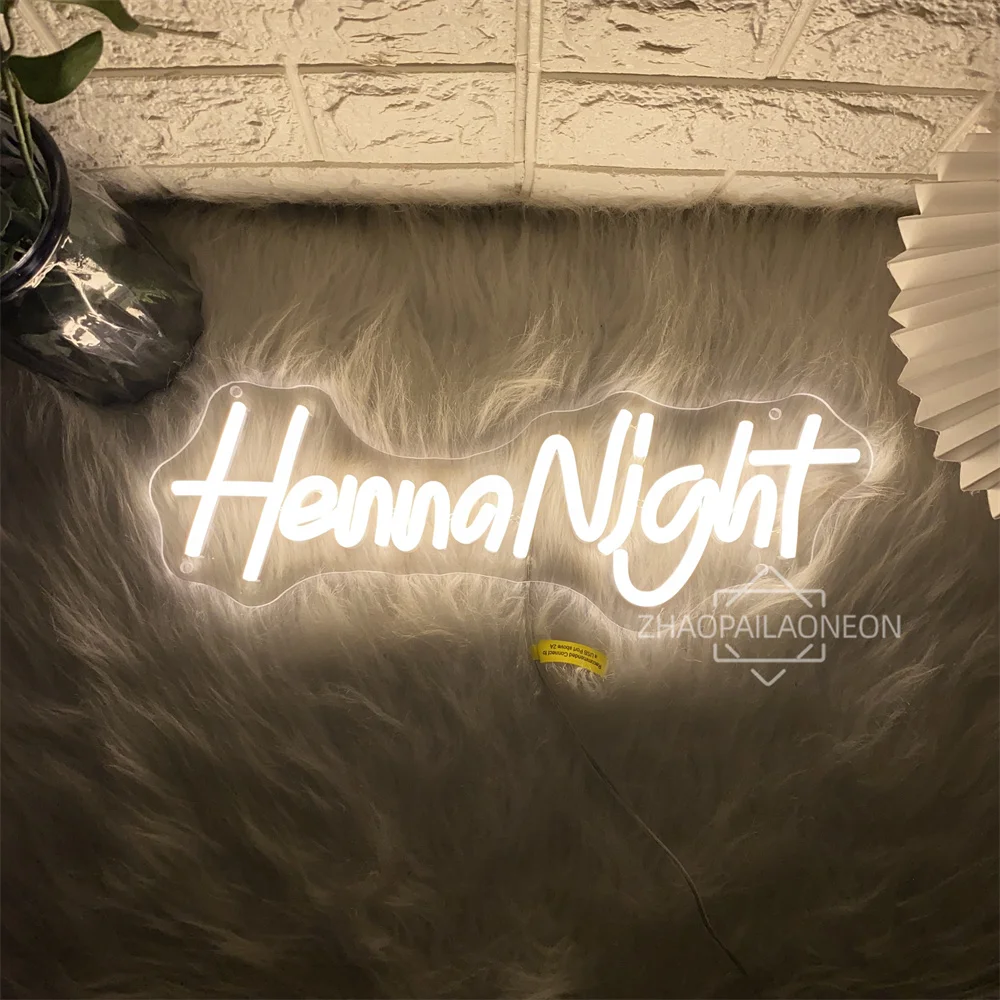 Henna Night Neon Led ป้ายแขวนผนัง Home Room Decor ความงามบาร์ตกแต่งคอนเสิร์ต Prom Night Pub LED นีออนไฟ USB ป้าย