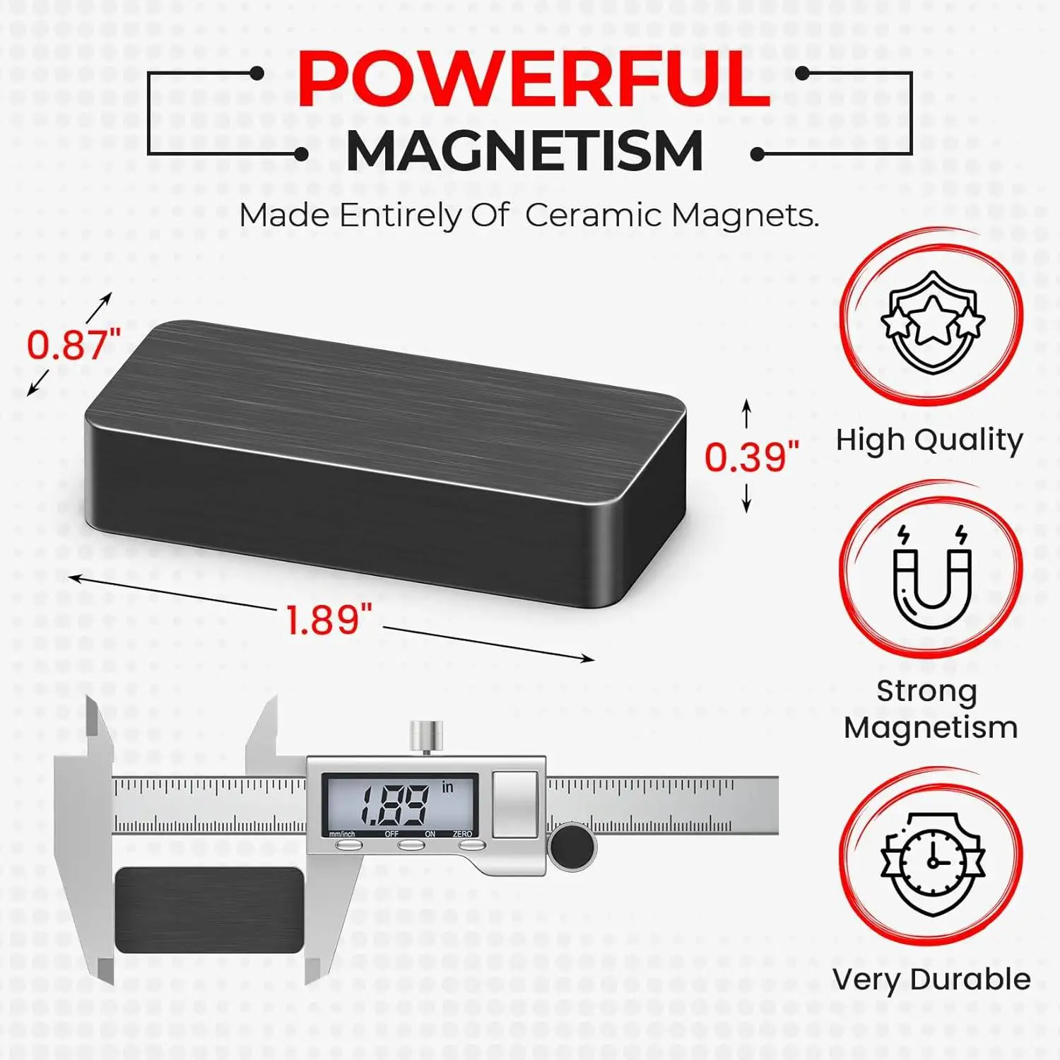 2/6 عبوات من مكعبات المغناطيس شديدة التحمل، 1 7/8 بوصة × 7/8 بوصة × 3/8 بوصة مغناطيس كتل من الفريت، مغناطيس سيراميك مستطيل للعلوم والثلاجة