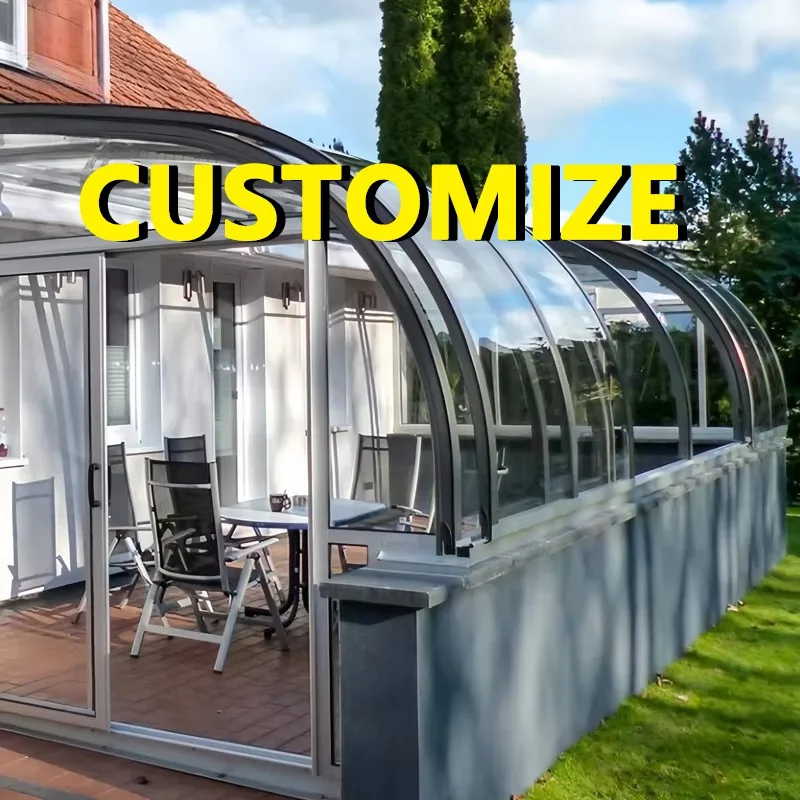 

Any Size Custom Curved Tempered Glass Pool Enclosure Ultra Heavy Duty Waterproof Weatherproof Outdoor Garden Patio Shelter Cover