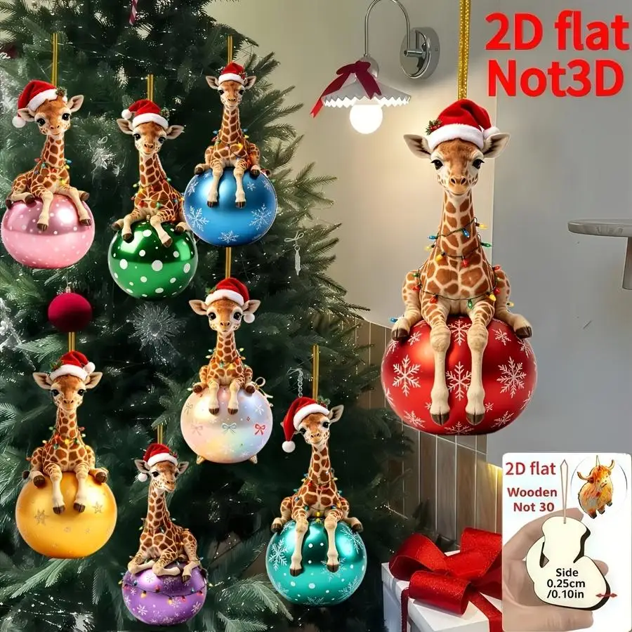 1/5/10/20/50/100pcs 8-Piece Set, 2D Design, New Fun Wooden Hanging Ornaments with 2D Relief for the Home, Christmas, Mother's Da