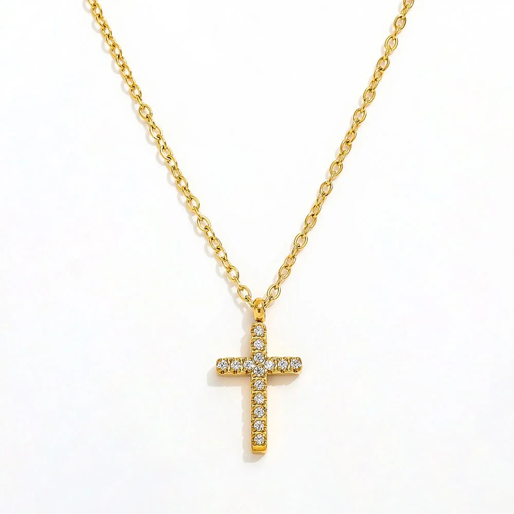 JOOLIM مجوهرات الراقية Pvd بالجملة مقاوم للماء تنوعا موضة الصليب زركونيا تمهيد قلادة قلادة من الفولاذ المقاوم للصدأ للنساء #1