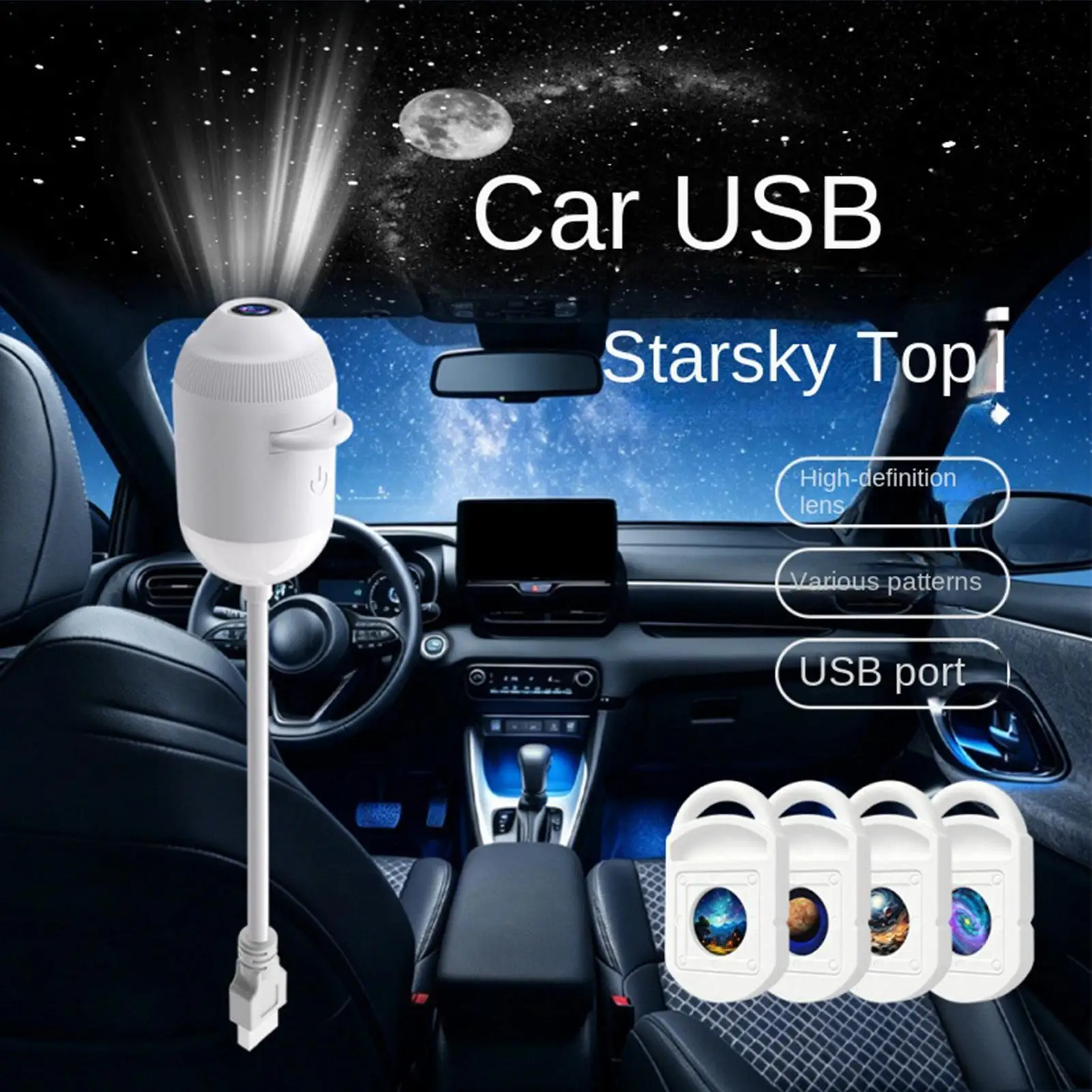 HD Holographic Night Light 2in1 Galaxy Star Design Projector with Eye Protection USB Powered for Bedroom Car Perfect Christmas