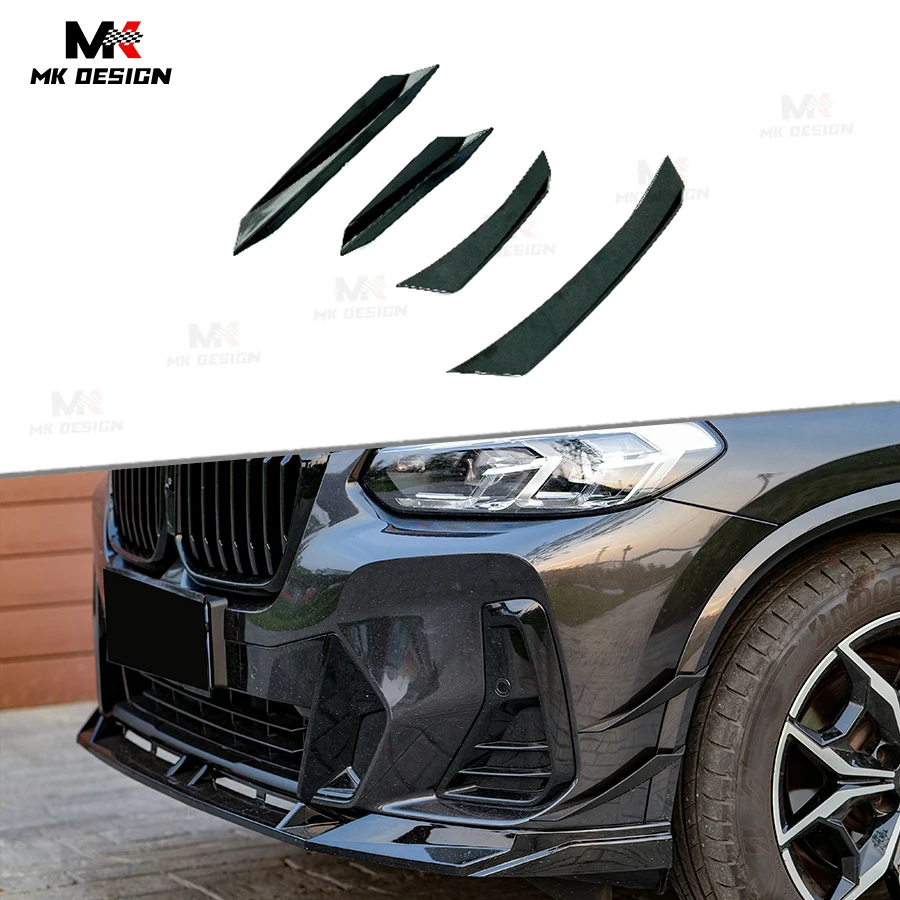 

VTEN Style Front Bumper Splitters Canards Fins for BMW G01 X3 LCI 2022-2024 Gloss Black Front Splitters Car Accessories