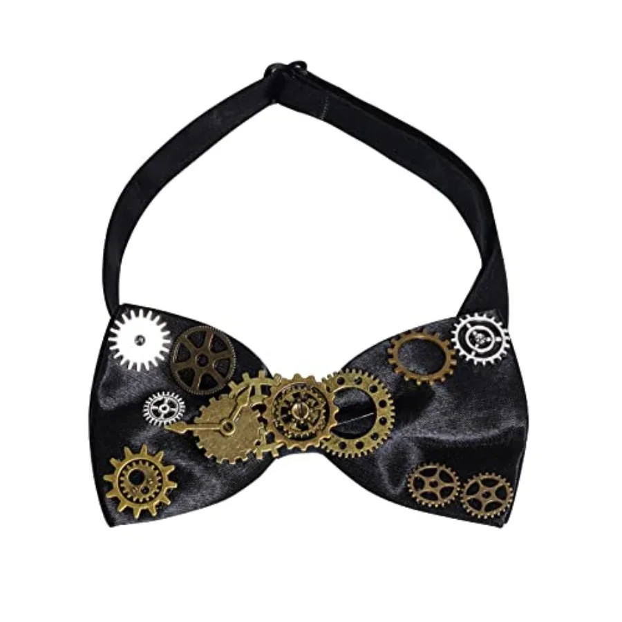 

Fumwase Steampunk Gears Bowtie Retro Mens Gothic Bow Tie Necktie Heavy Metal Punk Bowknot for Halloween Cosplay Dress Up Role P