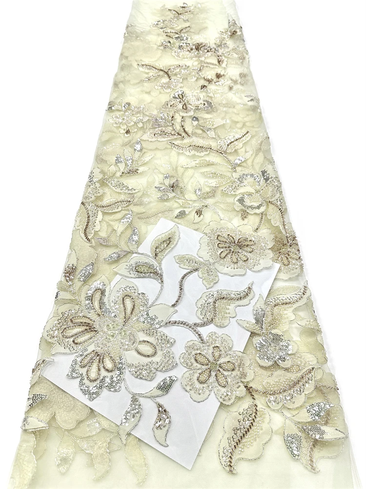 Newest Guipure Cord Lace Nigerian Water Soluble Embroidered sequins Lace For Women Wedding Traditional Garment Dresses Sewing