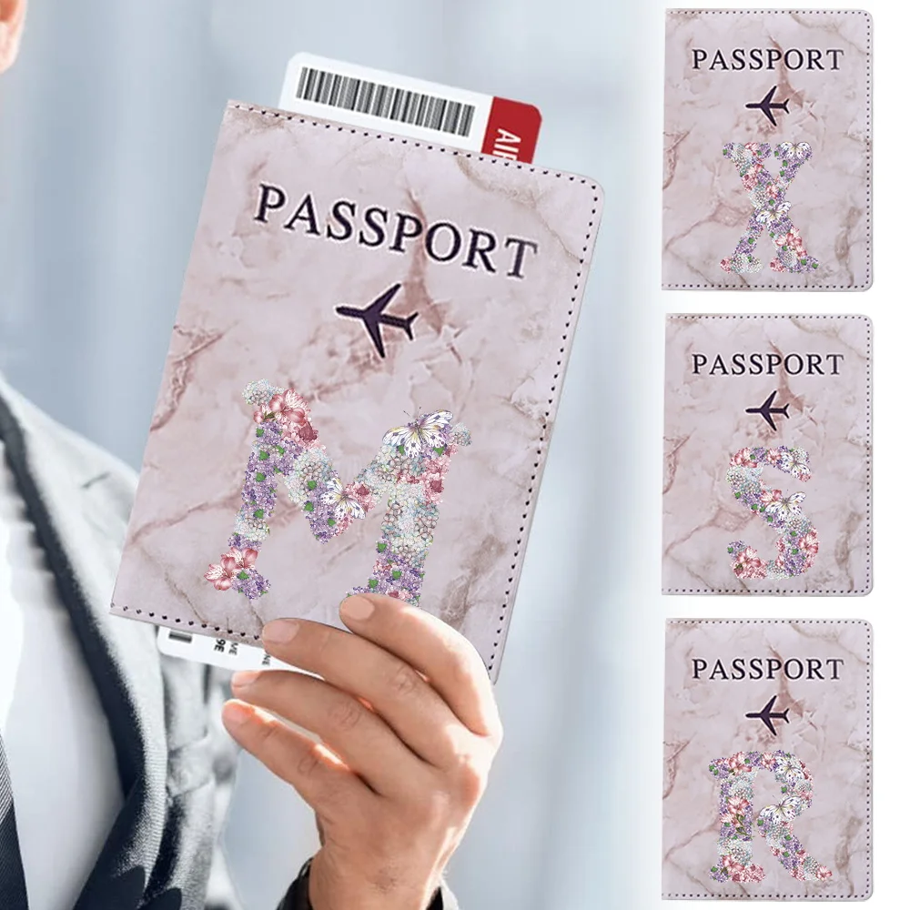 

PU Leather Passport Cover Card Holder Wallet Lightweight Travel Accessories for Flight Rose Flower Pattern Series