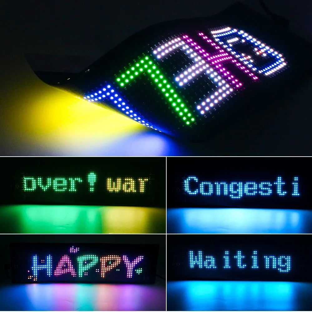 Scrolling Advertising LED Light Car Sign Bluetooth App Control Logo Light Programmable Led Display for Car Rear Window USB 5V