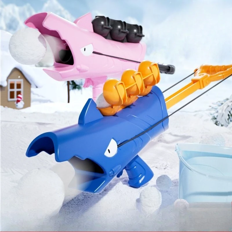 Shark Snowball Launcher Gun Toy Cartoon Snow Clip Clamp Snow Ball Tools Parent Child Winter Outdoor Interaction Game Sport Toys