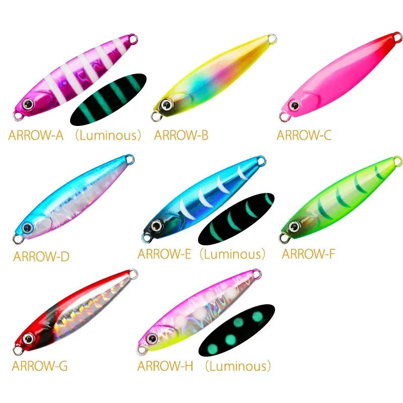 

TSURINOYA 8PCS Shore Jig Fishing Lure ARROW 7g 42mm 14g 54mm 18g 61mm Long Casting Metal Lure Trout Bass Bait