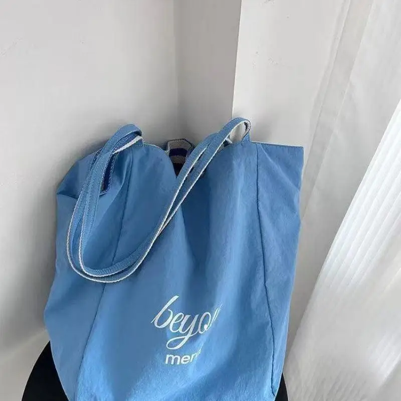 Sea Salt Blue One-Shoulder Bag Reversible Two-Sided Design AB Style Large Tote Bag Ins Style Suitable for Daily Commutes view 2