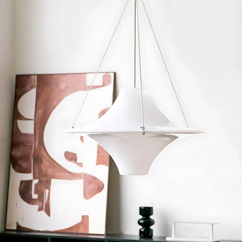 

French Style White Acrylic Seagull Chandelier Bedroom Dining Room UFO Dish Pendant Lamp Bedroom Study Parlor Resin Lighting