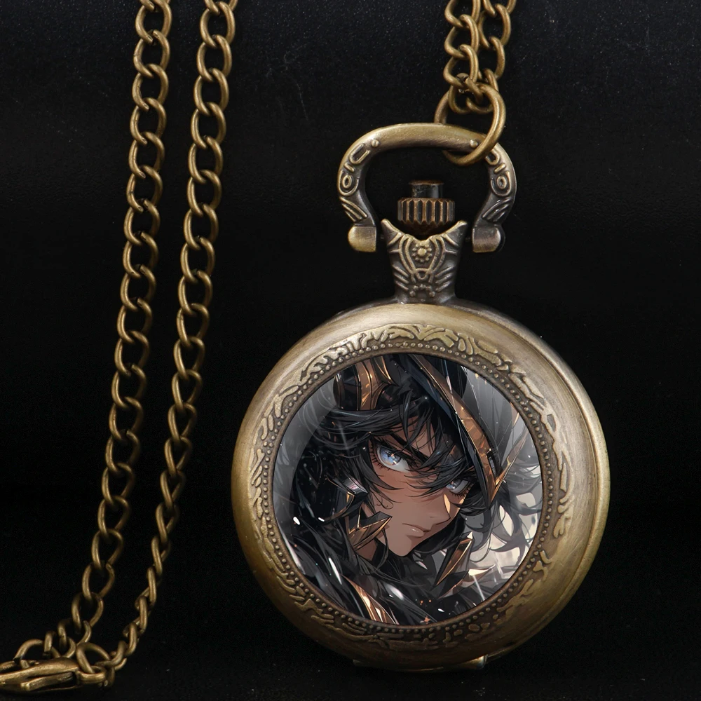 Gold Saint Design Glass Dome Quartz Pocket Watch With Durable Chain Arabic Numeral Dial For Men And Women Creative Gifts