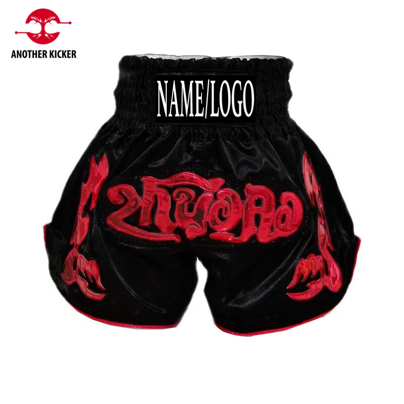 سراويل الملاكمة شعار مخصص الملاكمة التايلاندية السراويل رياضة نادي اسم الفريق المطرزة القتال السراويل الرجال النساء الاطفال BJJ MMA ملابس تدريب #5