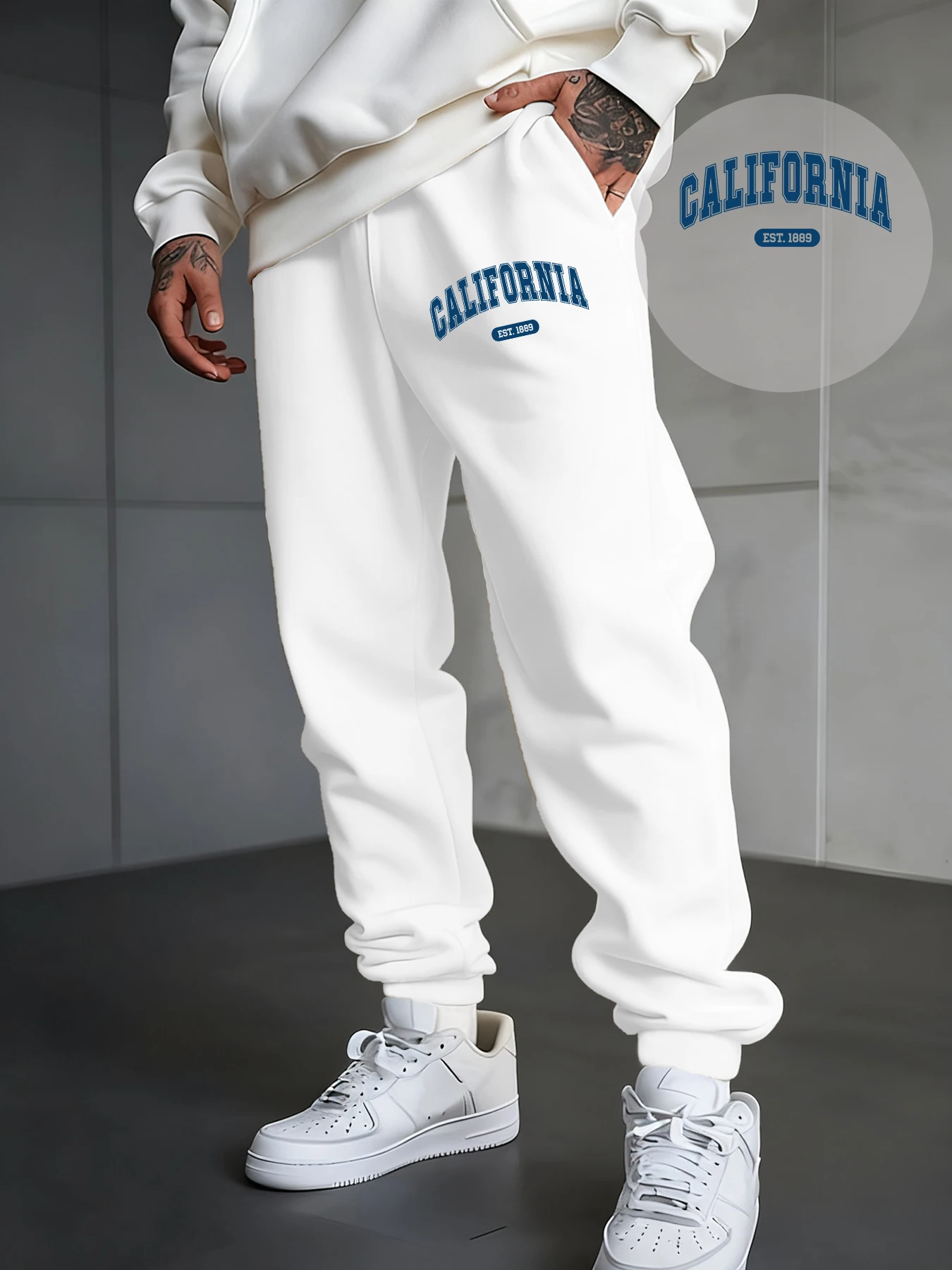 

California Est 1889 Creative Letter Print Man Sweatpant Fleece Autumn Jogging Pants Drawstring Pocket Clothes Casual Streetwear