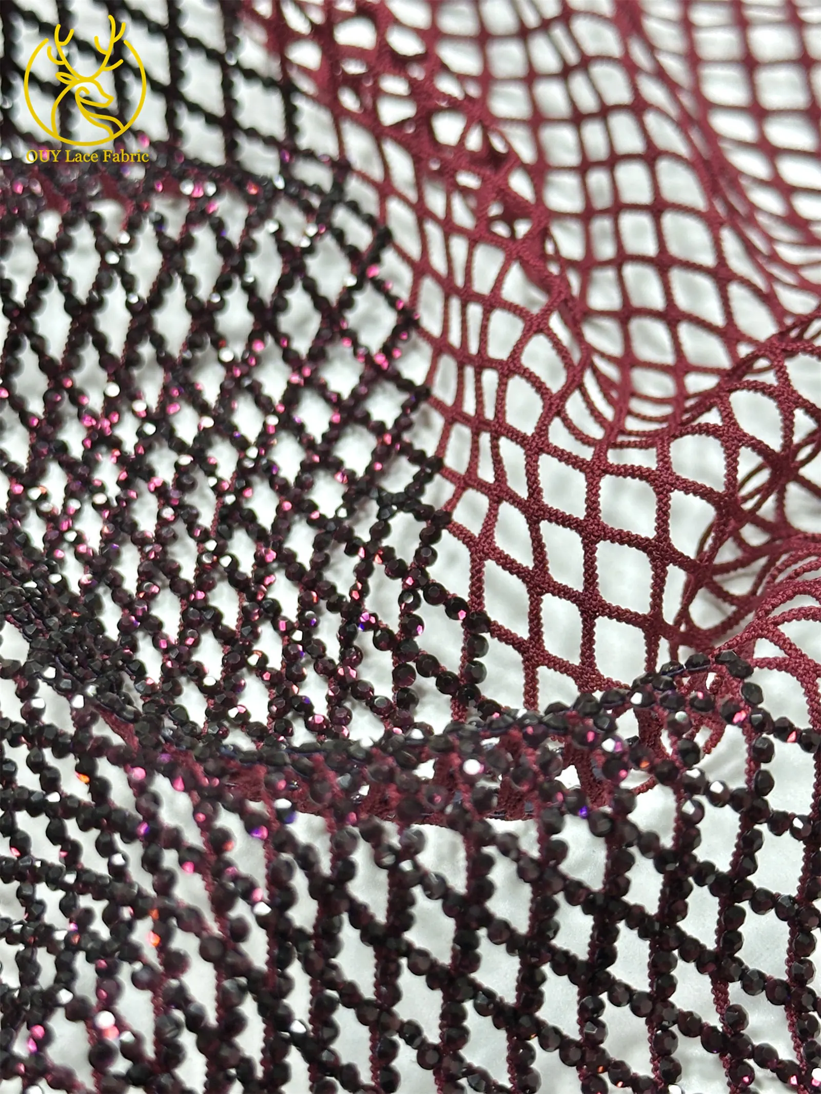 Eisblauer Nigerianischer Glasdiamant-Netzstoff 2026 Hochwertiger Afrikanischer Spitzenstoff Hochglänzender Hochzeits- und Partykleid-Stoff zum Nähen – Detail 16