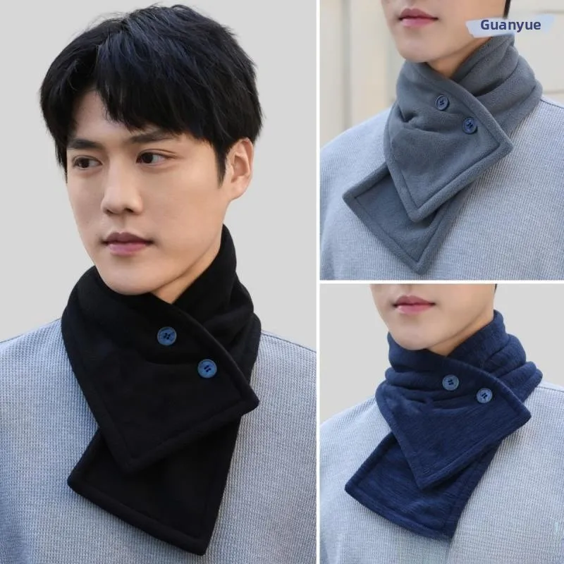 

Warm Cotton Scarf for Men Winter Neck Protection Fake Collar Crossed Design Thickened Home Use Comfortable Unisex Zipper Detail