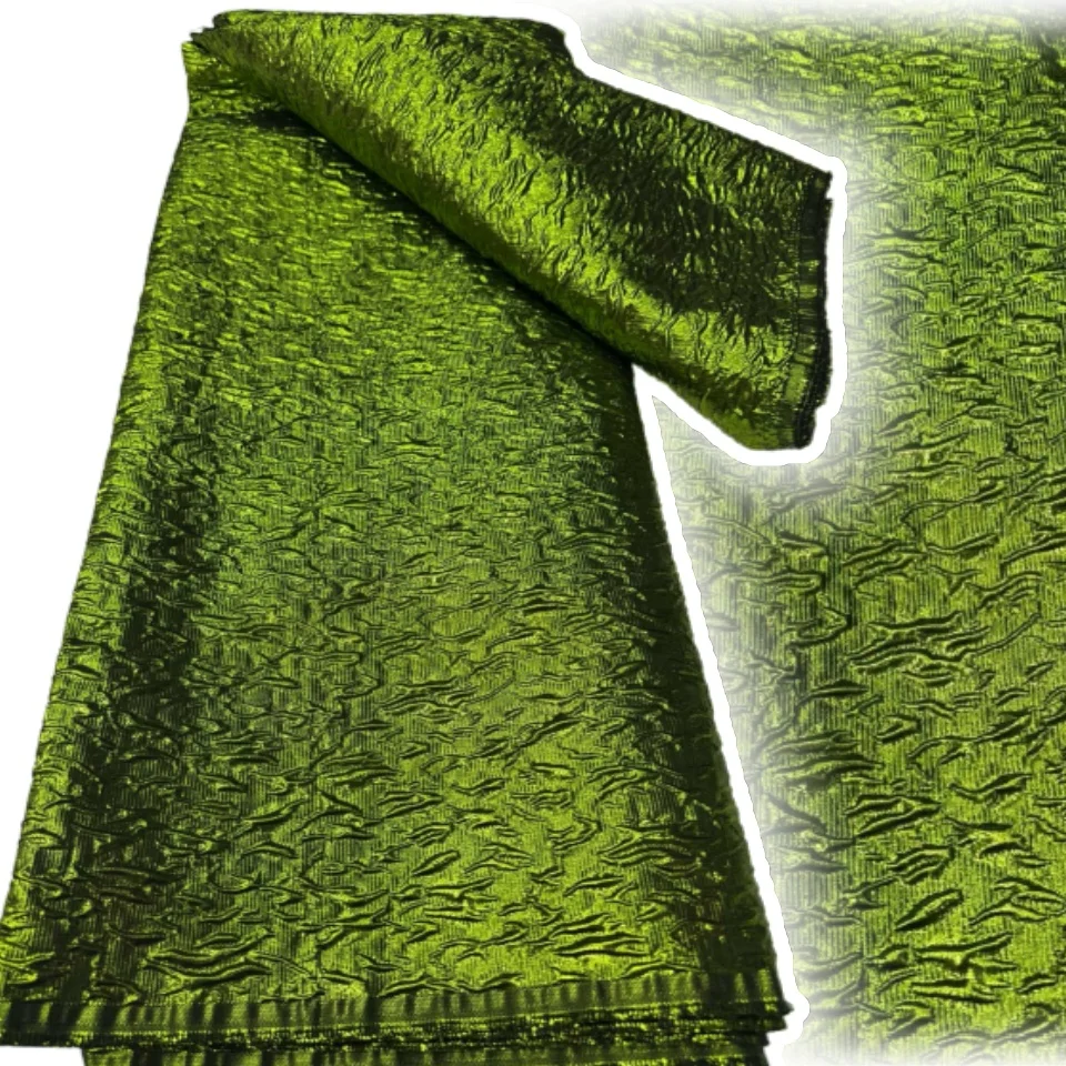 

Зеленая африканская парча, жаккардовая ткань, нигерийская женская цветочная дамасская позолота, кружевной материал, ткань Brocard, 5 ярдов для платья SZ1454