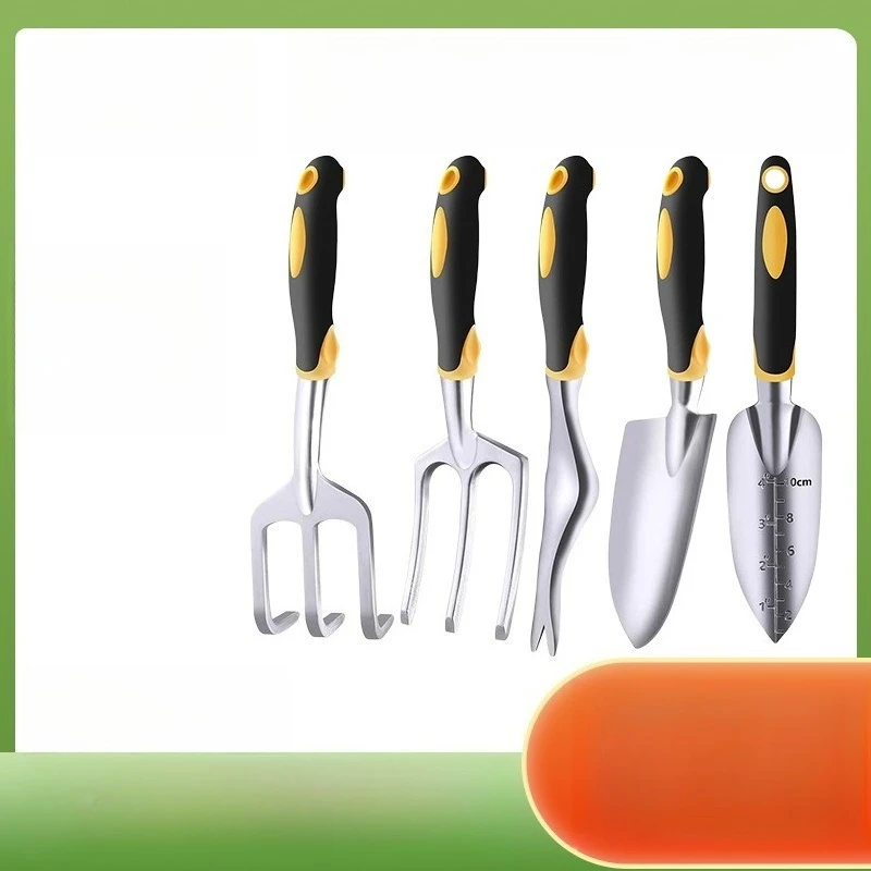 5Pcs Garden Tool Set, Comfort Grip Handle, Rake & Shovel Fit For Yard Planting & Weeding