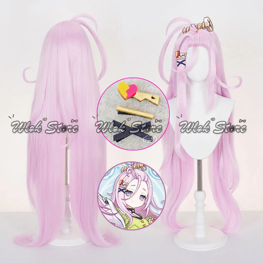 لعبة Genshin Impact Aino شعر مستعار تأثيري دبابيس الشعر النساء هالوين مقاومة للحرارة طويل الوردي شعر مستعار اصطناعي كرنفال اكسسوارات الحفلات