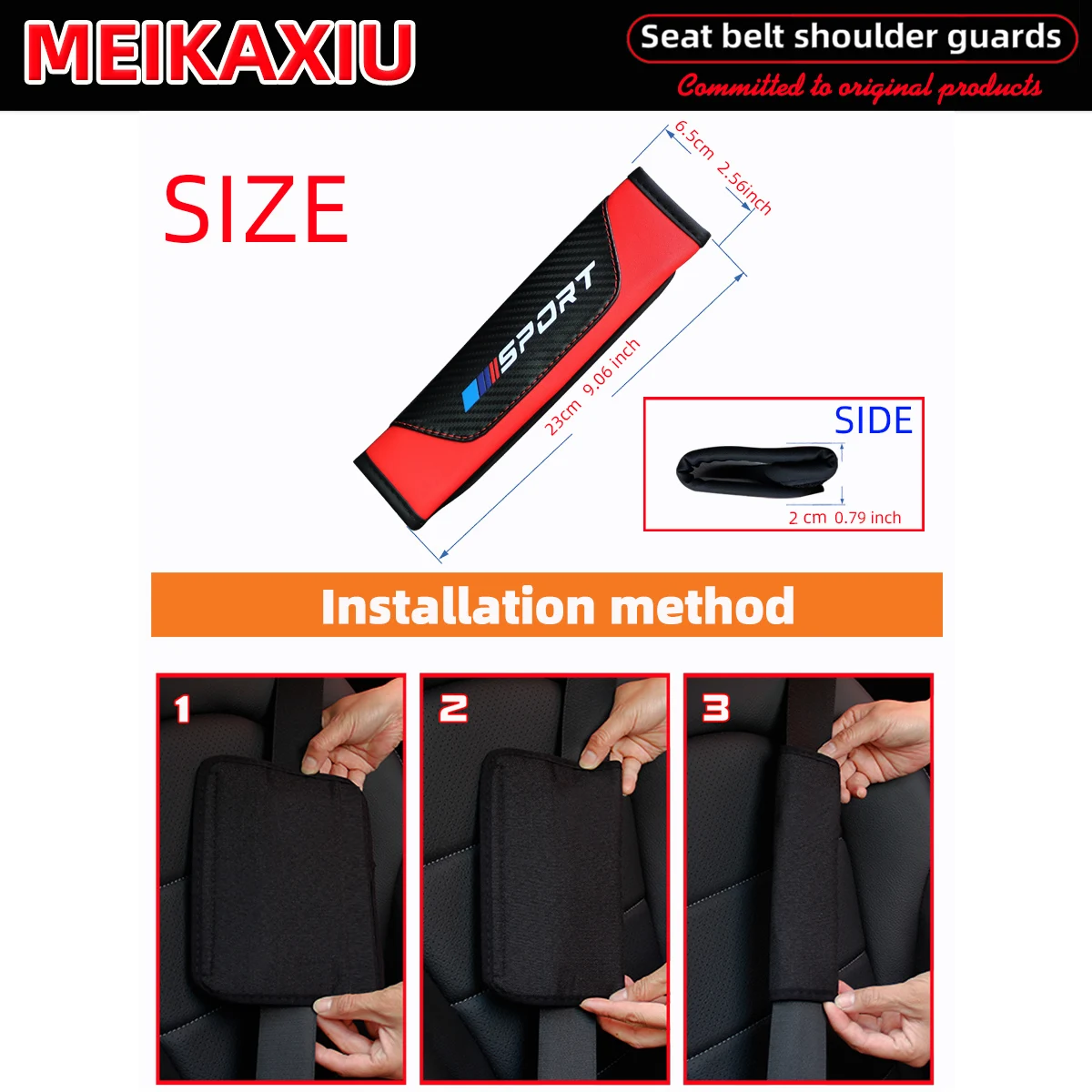 2pcs Carbon fiber Safety Seatbelt Shoulder Strap Covers For BMW X1 X3 X5 E70 F15 F48 G30 G20 F30  Car Seat Belt Cover