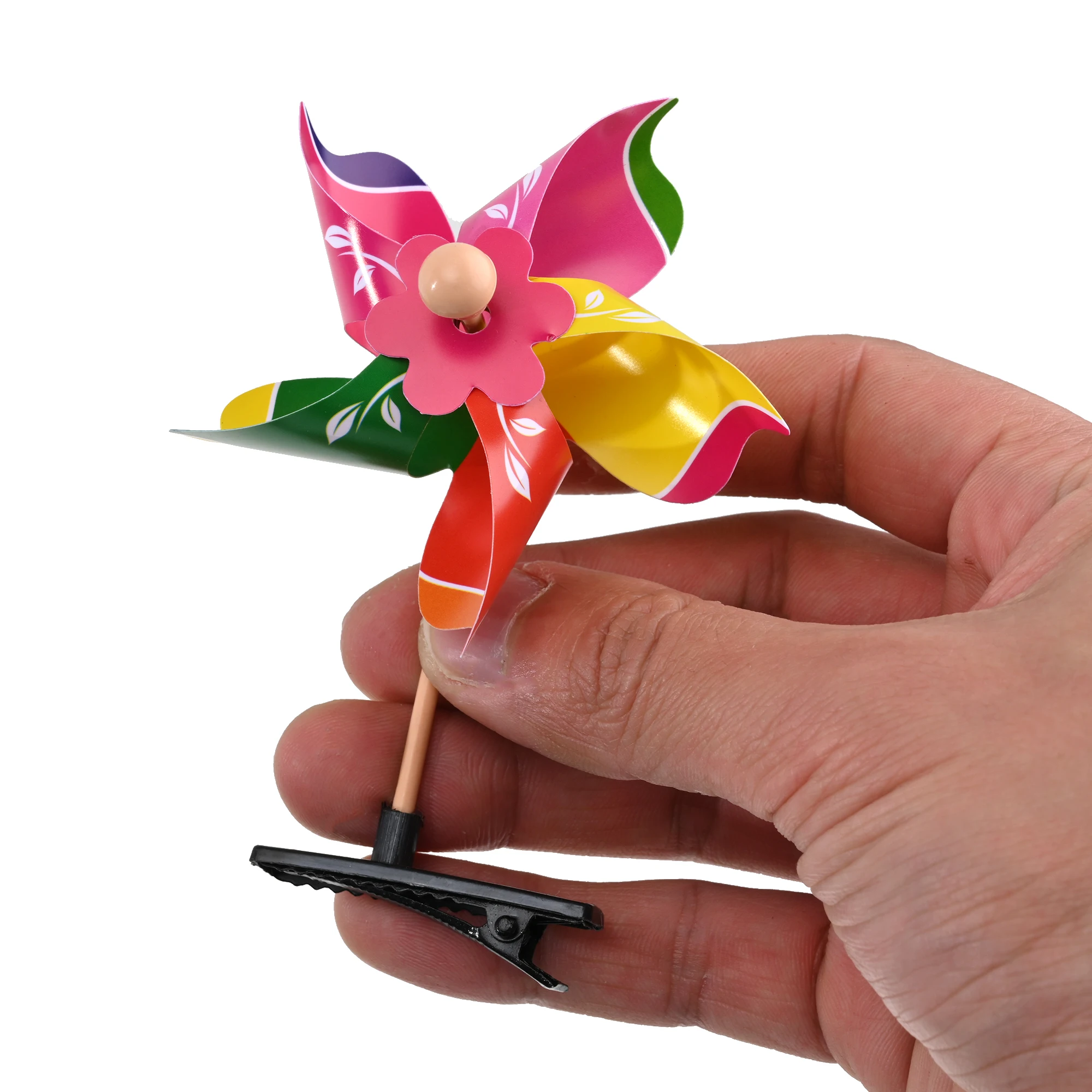 1pc חמוד 3D טחנת רוח מיני צד שיער קליפ צבעוני קשת duckill צבע צבע אקראי