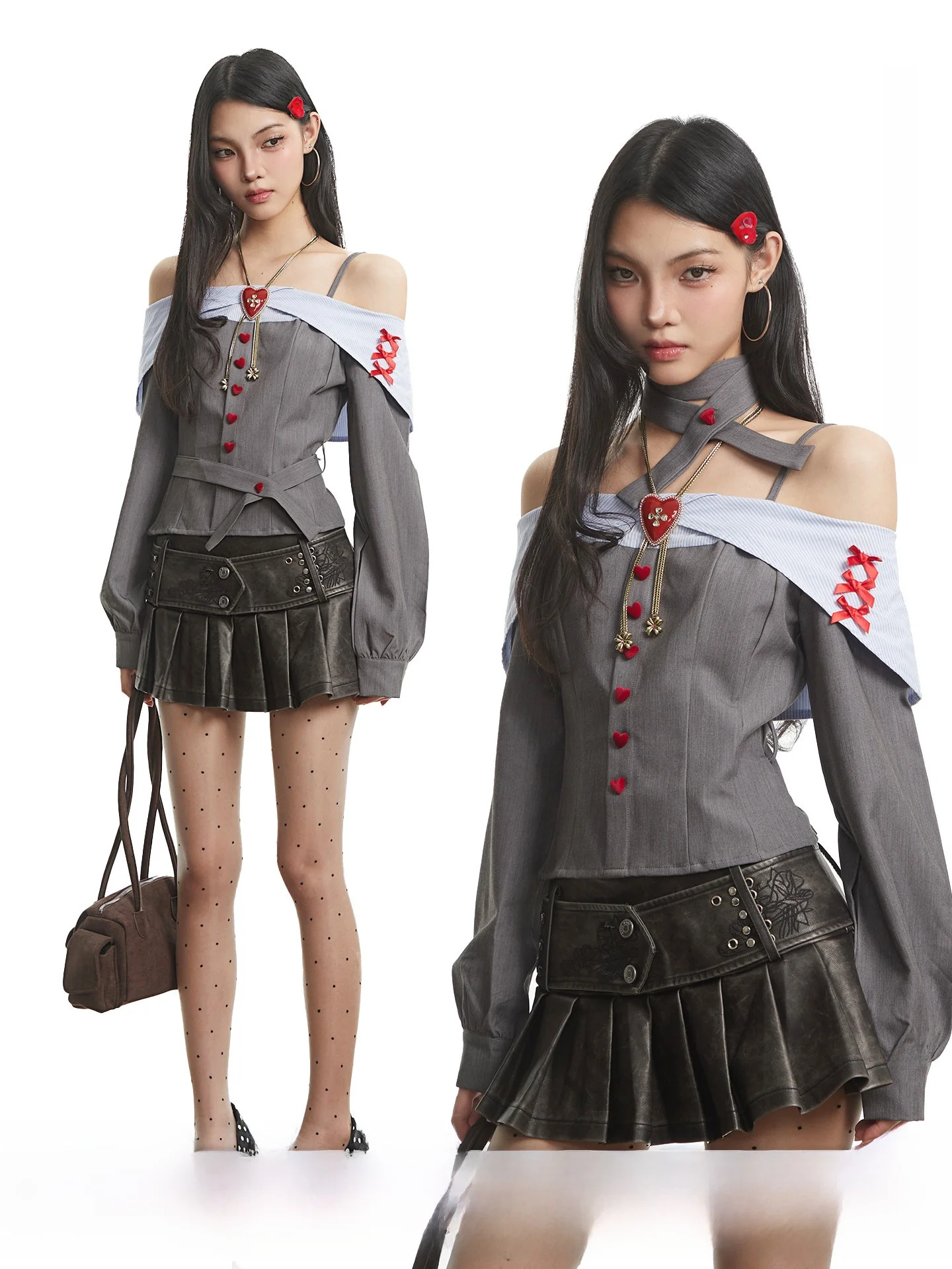 

UNCMHISEX Spicy Girl One-oulder Hanging Ne Long Sve irt Women's Spring Autumn Pure Desire Slimming Top