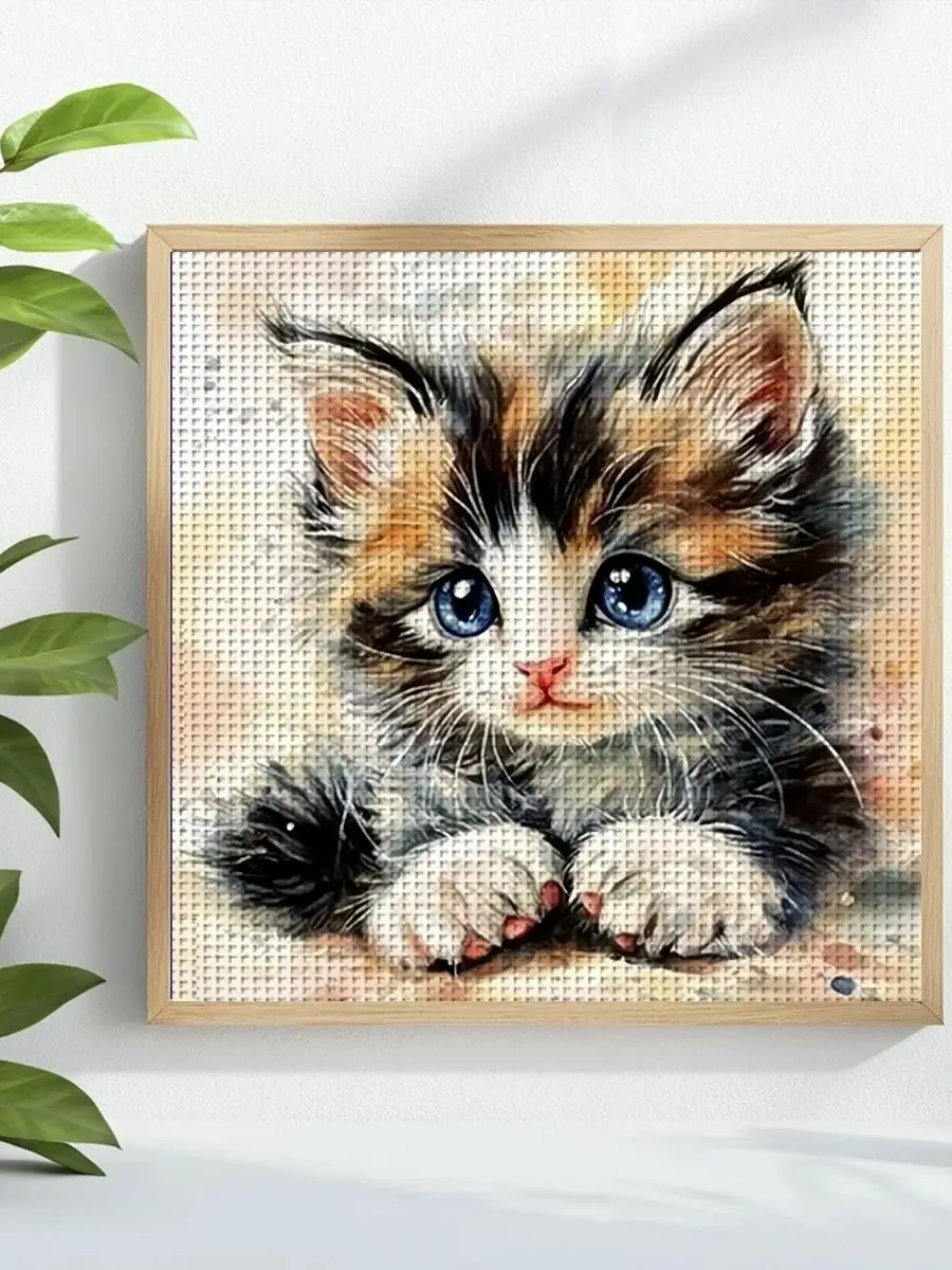 1 Stück 40X40CM/15,74 Zoll Katzen-Motiv Kreuzstich-Set DIY-Kit 11CT/14CT DIY-Stickset Kreuzstich-Zubehör – Detail 1