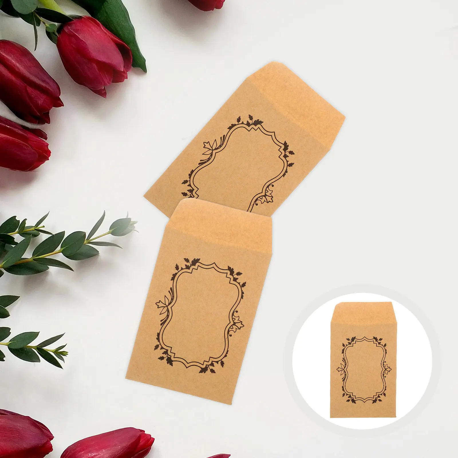 

50 шт. мини-конвертов из крафт-бумаги самоклеящиеся для наличных, монет, бюджетного планирования, экономии денег, маленькие коричневые конверты для хранения валюты