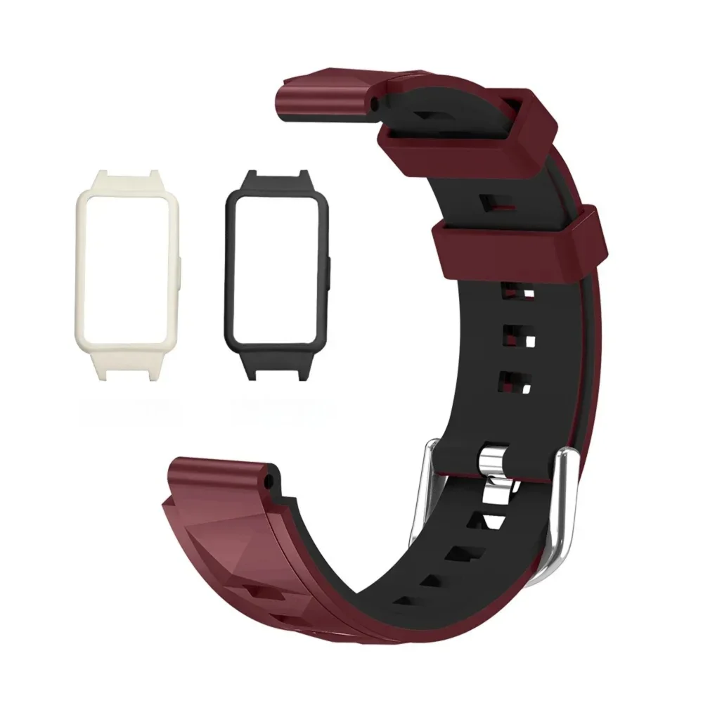 

Case + Strap For Huawei Band 6 6Pro 6NFC 7 Bracelet Ice Crystal Diamond Skin-friendly Sport Silicone Band For Honor Band 6 7