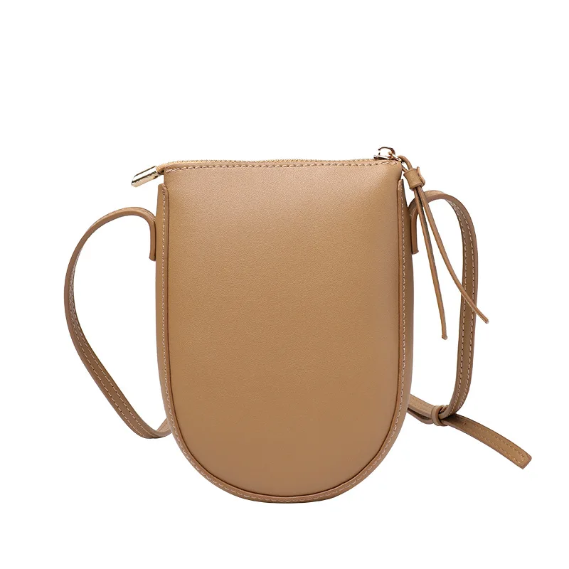 2023 New Simple Mini Bucket Bag Korean Version Vertical Soft Leather Mobile Phone Bag Fashion Single Shoulder Cross-body  Bag