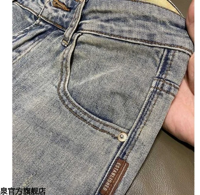 2025 Primavera Autunno Nuovo Stile Distressed Patched Uomo Retro Vintage Slim Streetwear Stretch Boyfriend Jeans Pantaloni Lunghi