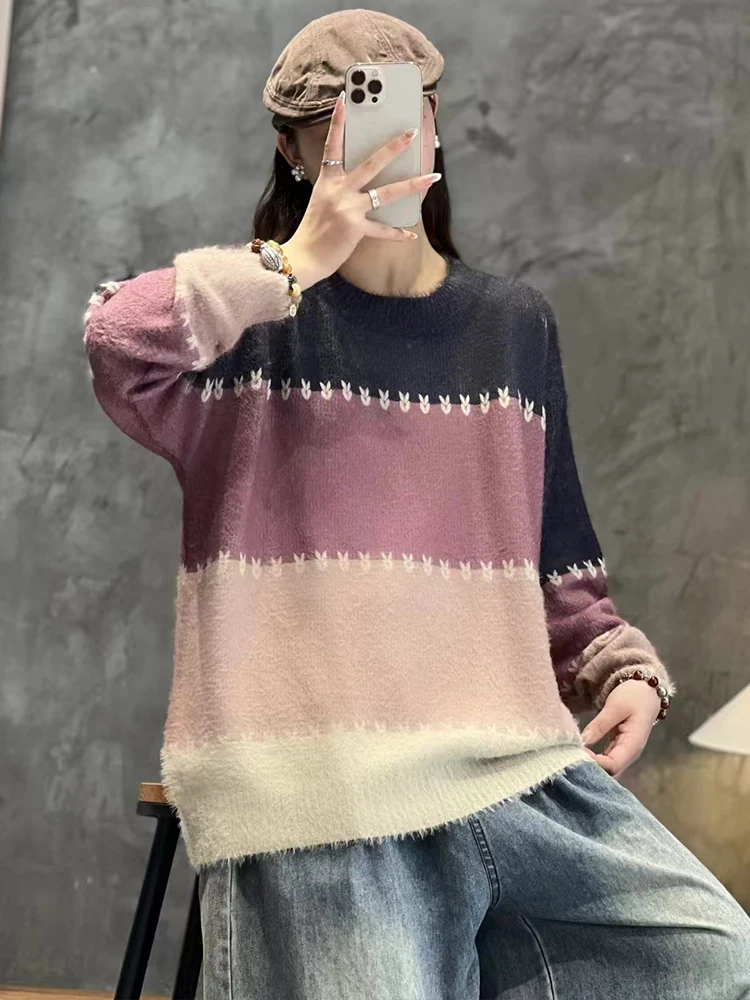 Max LuLu 2024 Ladies Fall Loose Printed Fashion Sweater Womens Casual Warm Knitted Jumpers Classic Luxury O Neck Cotton Pullover