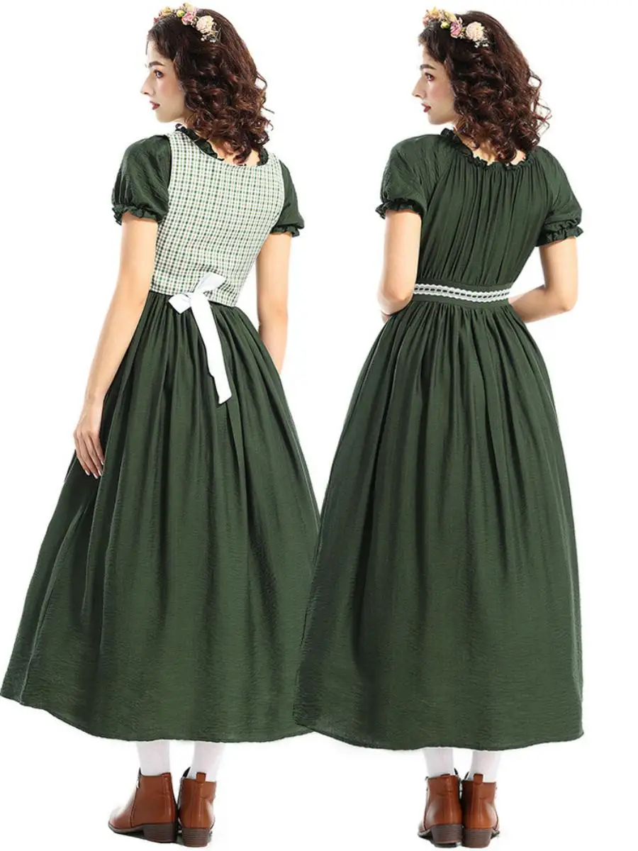 loween Victorian Colonial Dr een Plaid Skirt Suiting Women's Faion Ethnic Stage Costume Polyester Spring 2024