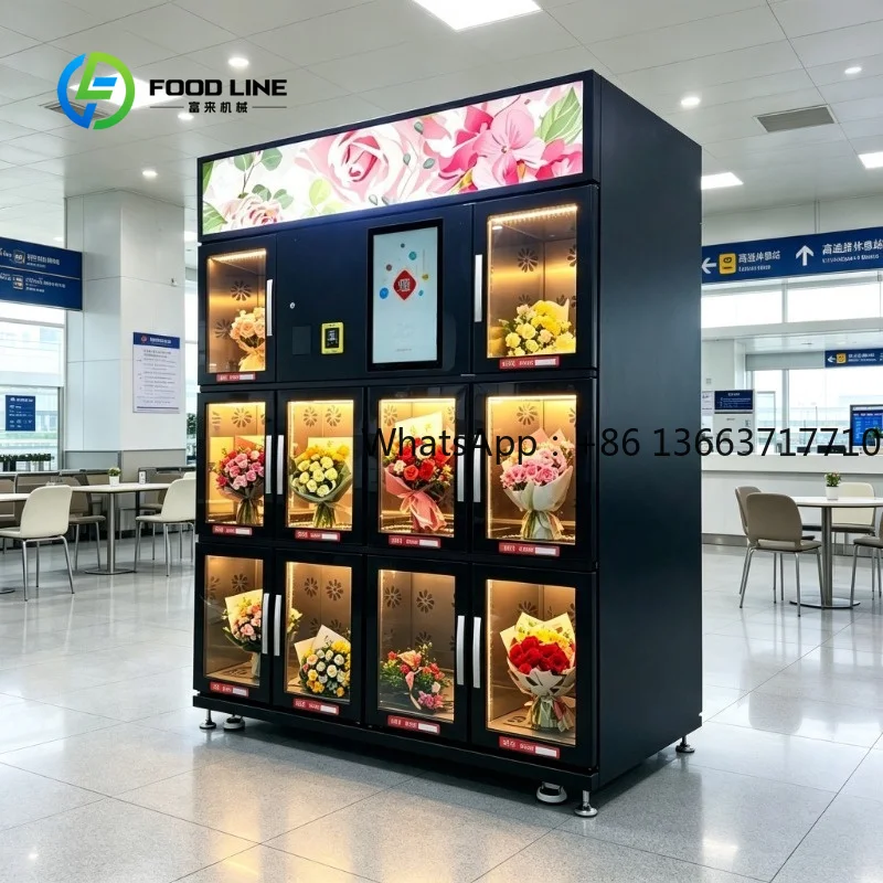 Flower Vending Machine Customized Large Capacity 21.5-inch Touch Screen Refrigeration Function Keep Flowers Fresh
