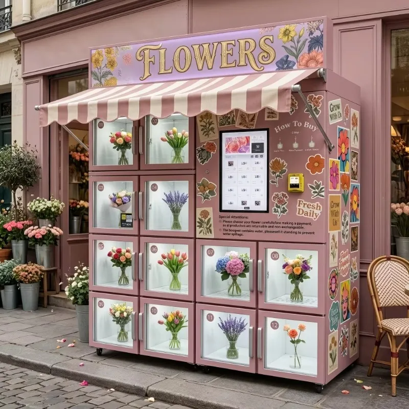 Commercial Unmanned Flower Shop Smart Refrigerated 24H Fresh Flower Vending Machine Self Service Bouquet Store for Hotel
