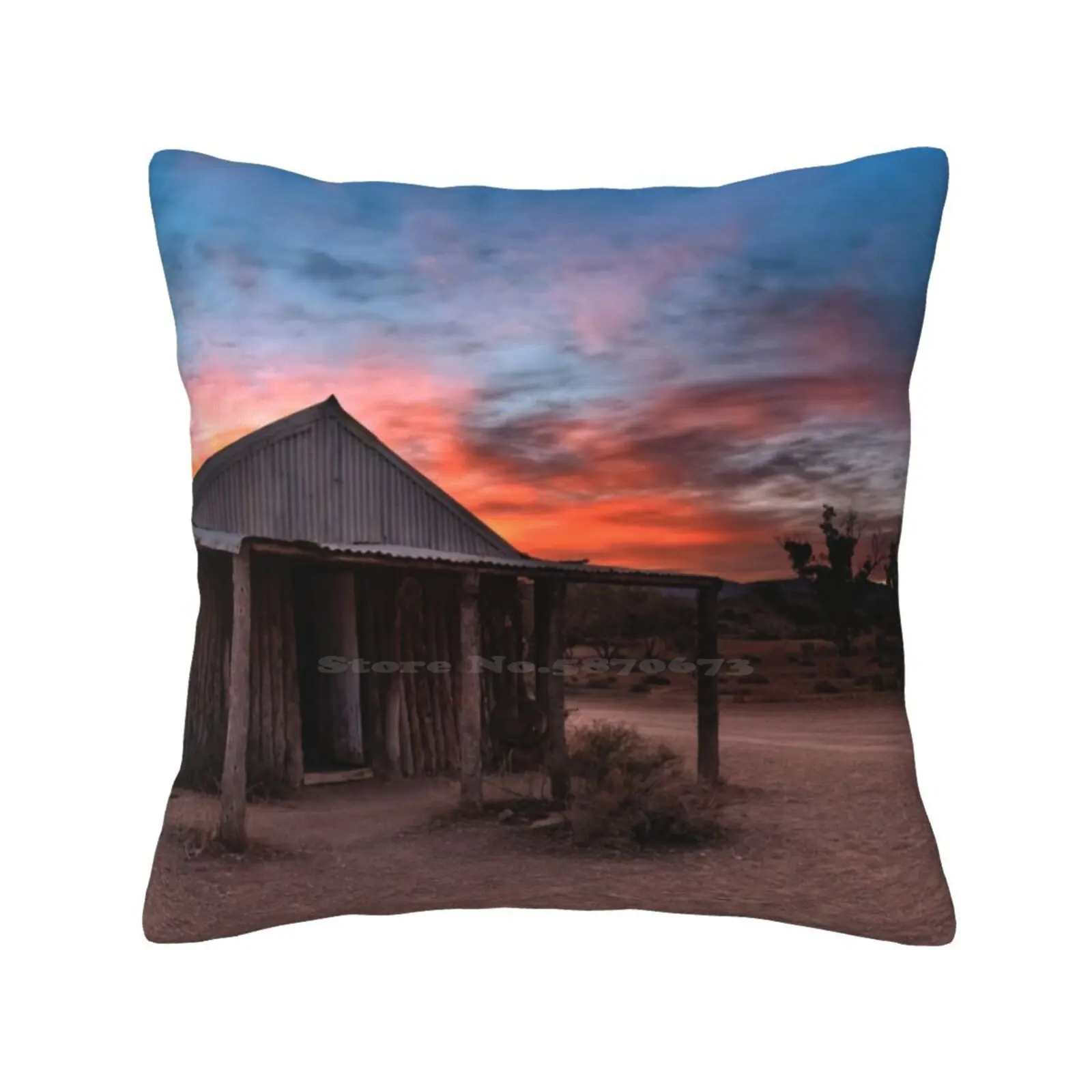 The Old Moxans Hut Home Sofa Car Waist Throw Pillowcase Moxans Hut Shelter Abandoned Flinders Ranges Outback Bushmans Sunset