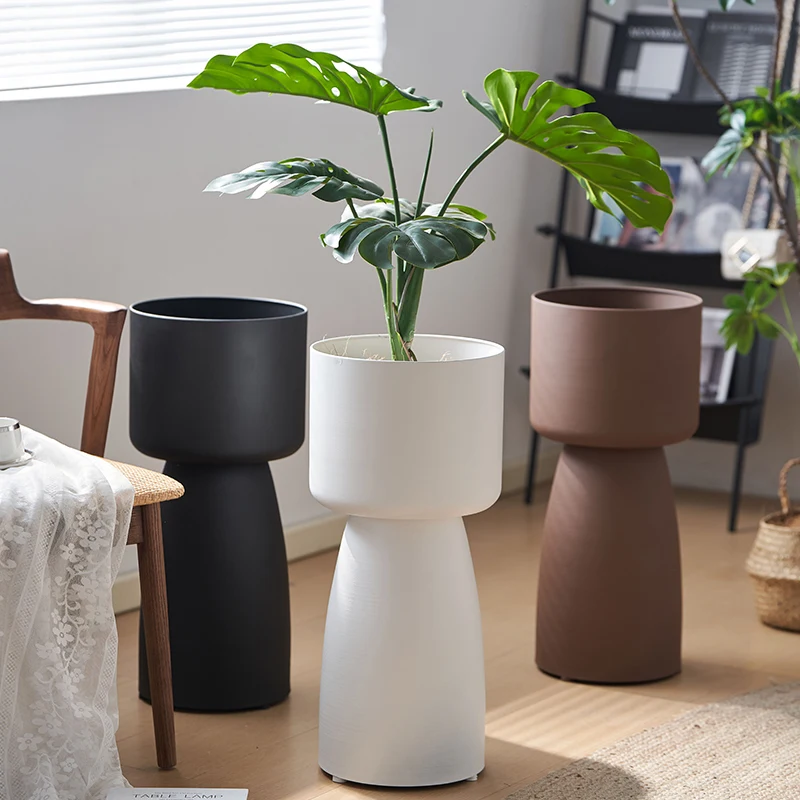 Macetero redondo de hierro forjado con soporte para flores, florero de estilo europeo Ins para sala de estar, exhibición decorativa con almacenamiento para entrada