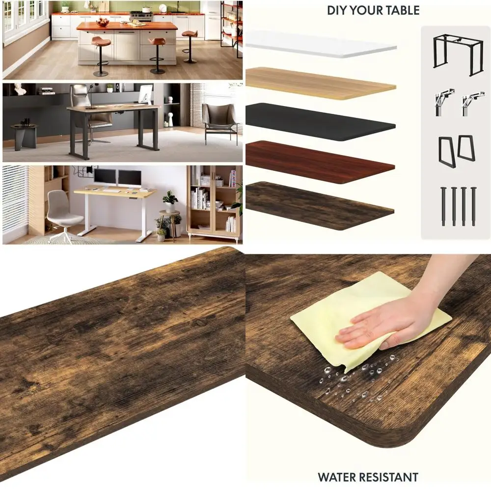 Bureau rectangulaire en noyer à hauteur réglable 48 x 24 avec 1 plateau épais