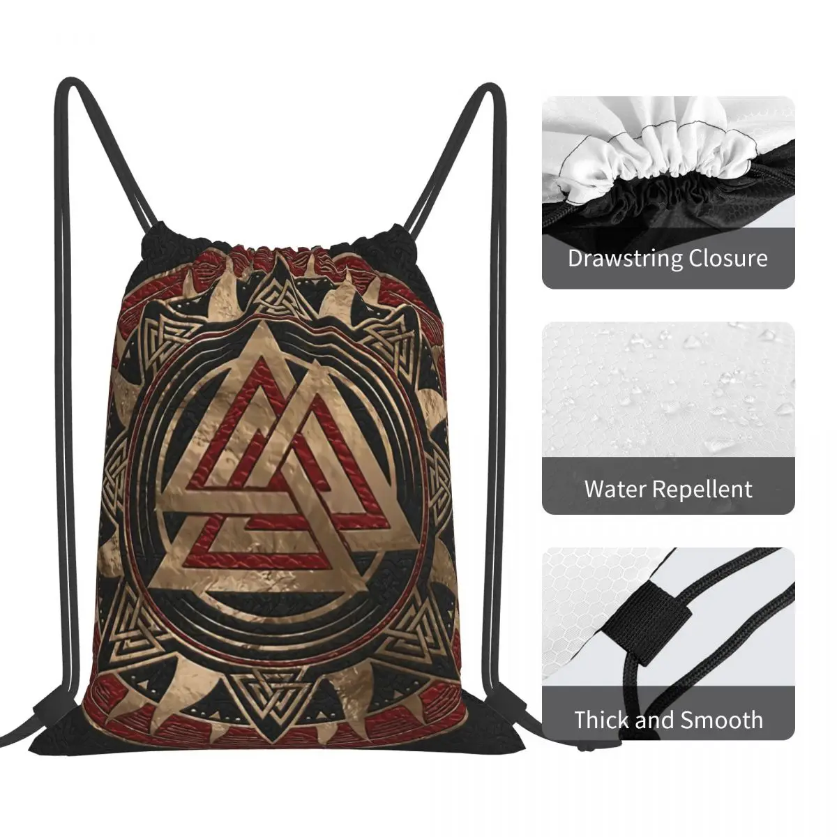 Valknut Symbol V-Viking Age Cool borse con coulisse sport Unisex impermeabile Storage organizzare Bundle Pocket Rope Bag