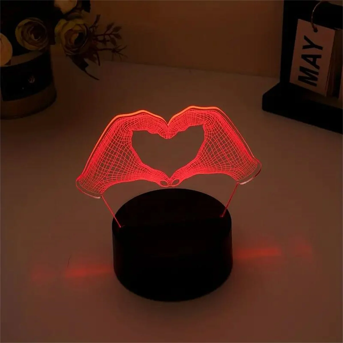 1pc  Love  3D Night Light, 3D Optical Illusion Lamp With Touch, 7-Color Changing Ambient Light For Bedroom