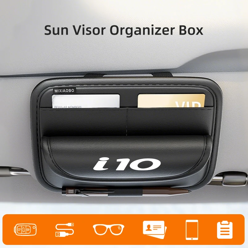 

Car Sun Visor Organizer Sunglasses Holder Sunshade Clip Visor Accessories For Hyundai I10 Tucson IX35 I30 I20 Kona Coupe Veloste