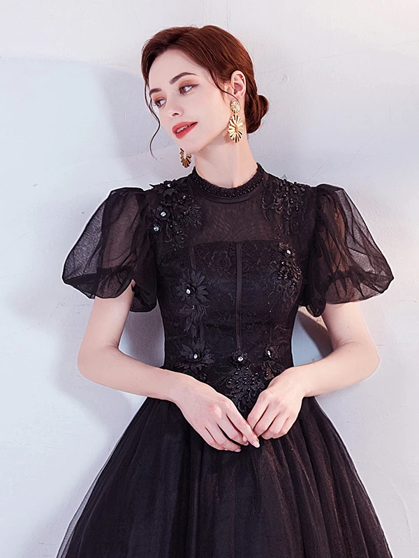 Gaun Pesta Hitam Ukuran Besar 15 Tersedia, Gaun Quinceanera Model Ball Gown Putri, Dapat Dipesan Sesuai Ukuran