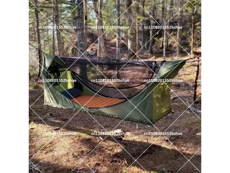 Waterproof Garden Swing Hammock for Outdoor Camping with Air Mattress Mosquito Net and Awning, Indoor Fitness Use