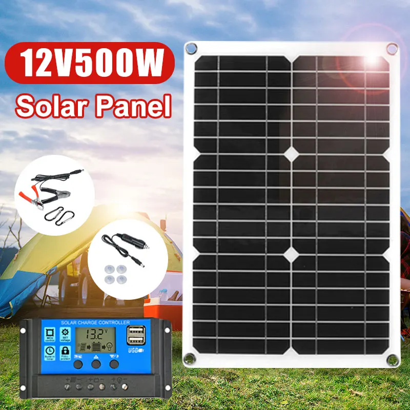 500 W Solarpanel 12 V Batterieladegerät Dual USB mit 100 A Controller Solarzelle Outdoor Camping für Telefon Auto Yacht RV Wandern