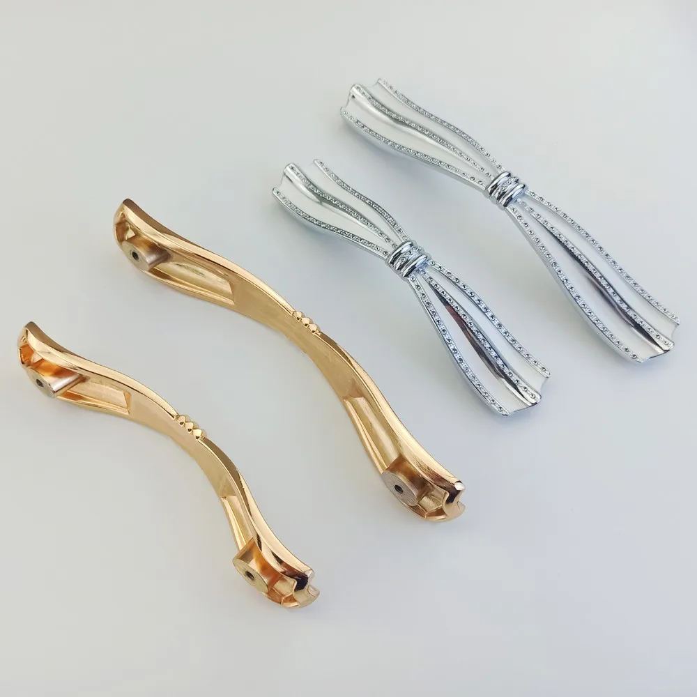 Simple Style Bowknot Handle Furniture Hardware Kitchen Cabinets Door Knobs Drawer Handle For Wardrobe Cupboard Dresser Pulls