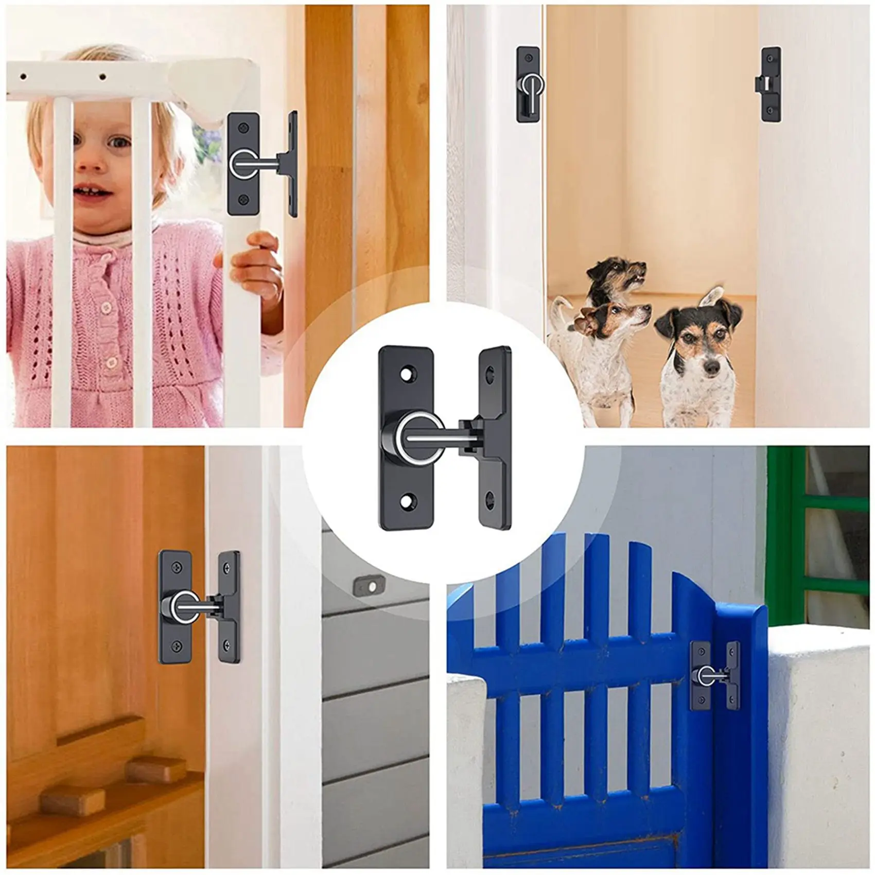 ABBN-Barn Hardware per serratura per porta, chiusure per cancello resistenti da 90 gradi Chiusura a scatto per porta di sicurezza con chiavistello per porta, confezione da 2