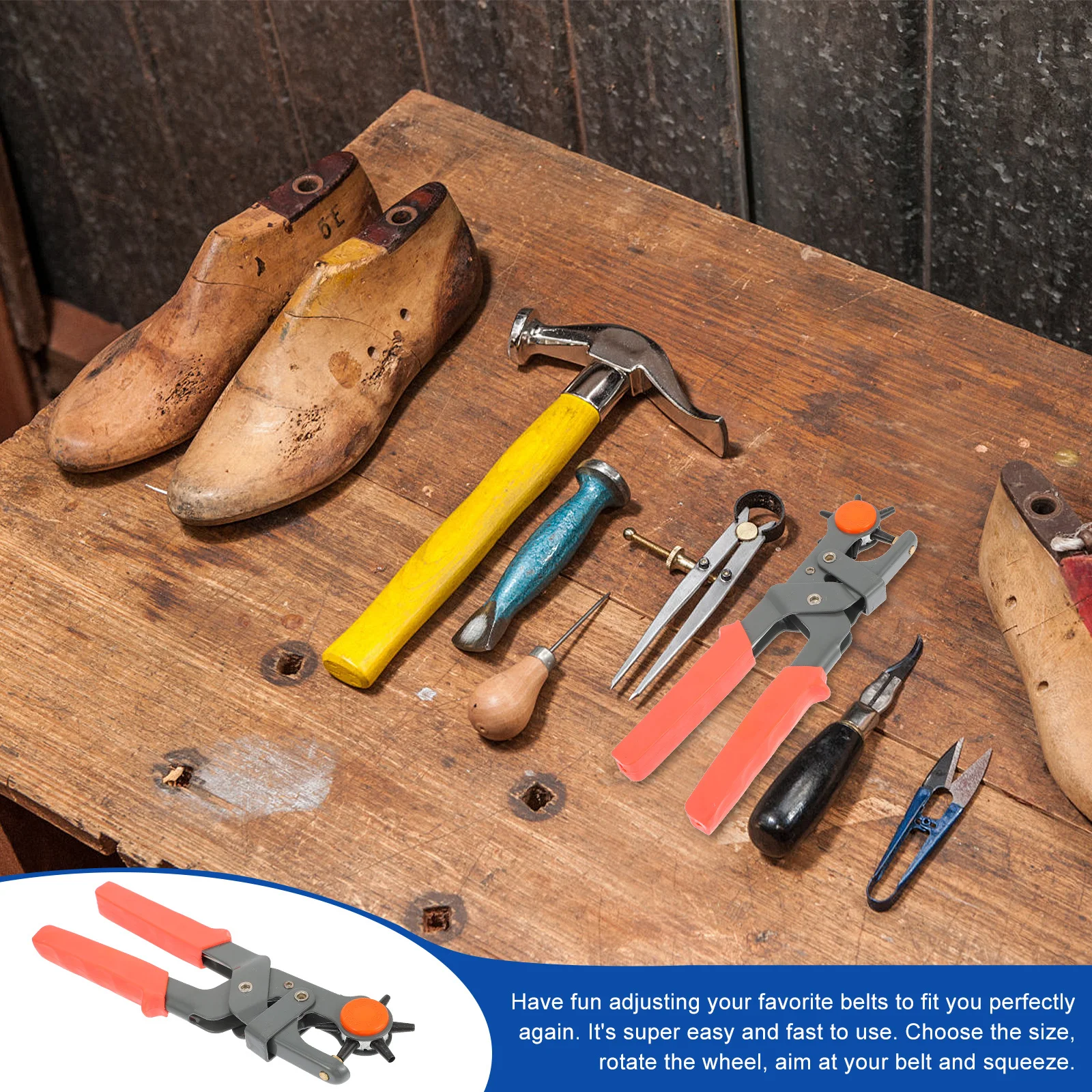 

Hole Punch Tool 6 Hole Sizes Stable Control for Belts Watch Bands Straps Dog Collars Saddles Multi Use